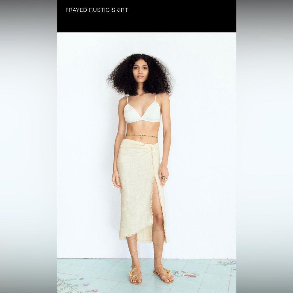 Zara frayed rustic skirt